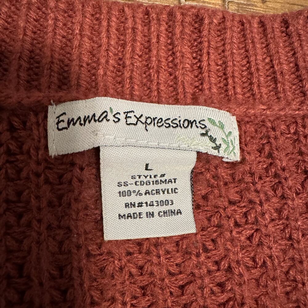 Emma’s Expressions Large Waffle Knit Open-Front Cardigan Sweater Pockets Comfy - Picture 7 of 10